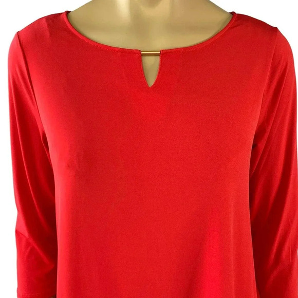 Chico's Casual Jersey Tops Blouse Women Size M Red Pullover Metal Keyhole Neck - Picture 4 of 16